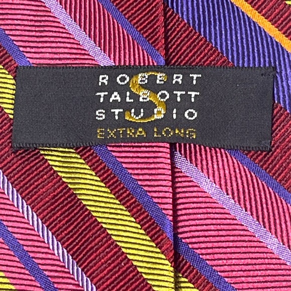 Robert Talbott Studio Extra Long Mens Silk Tie Multicolor Stripe Handsewn USA 4" - Picture 4 of 5